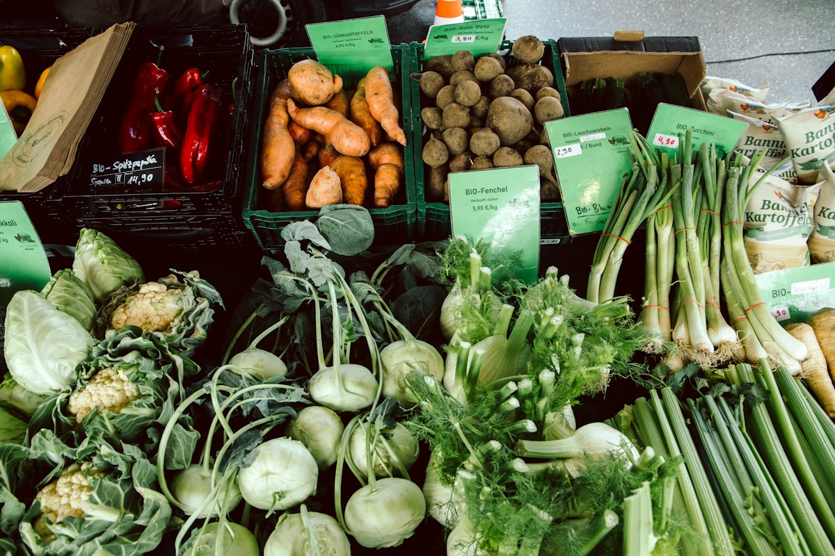 Fresh produce photographed at a market — representative stock photograph