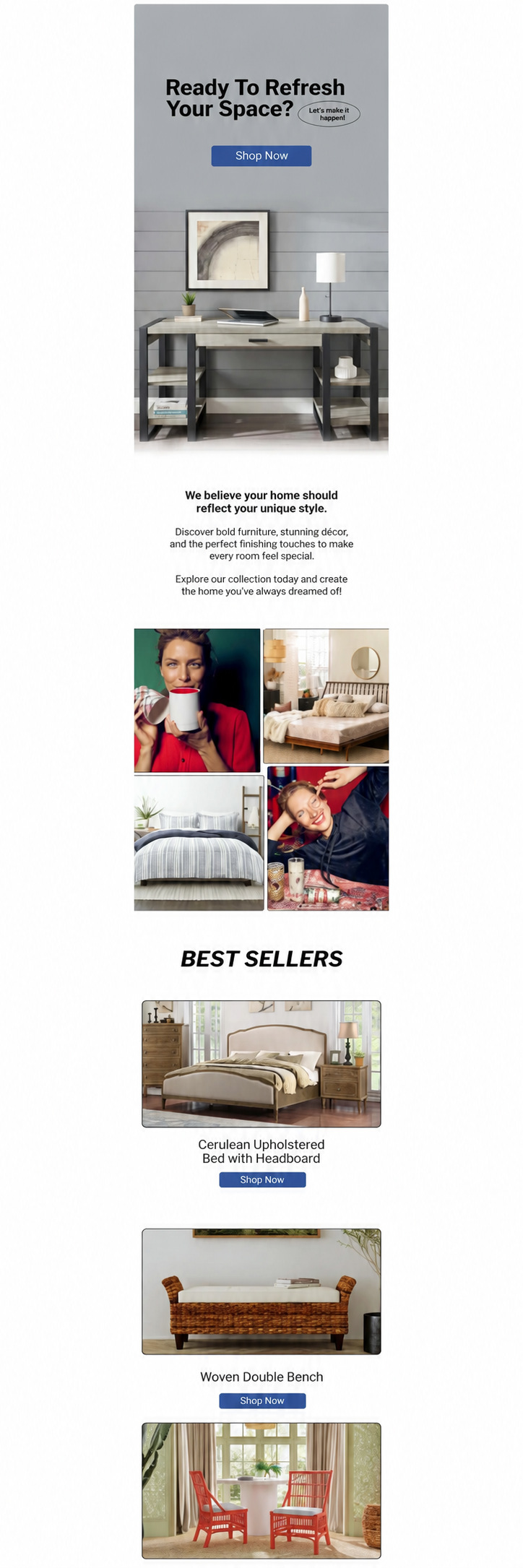 Home & lifestyle campaign — anonymized MailBench portfolio design
