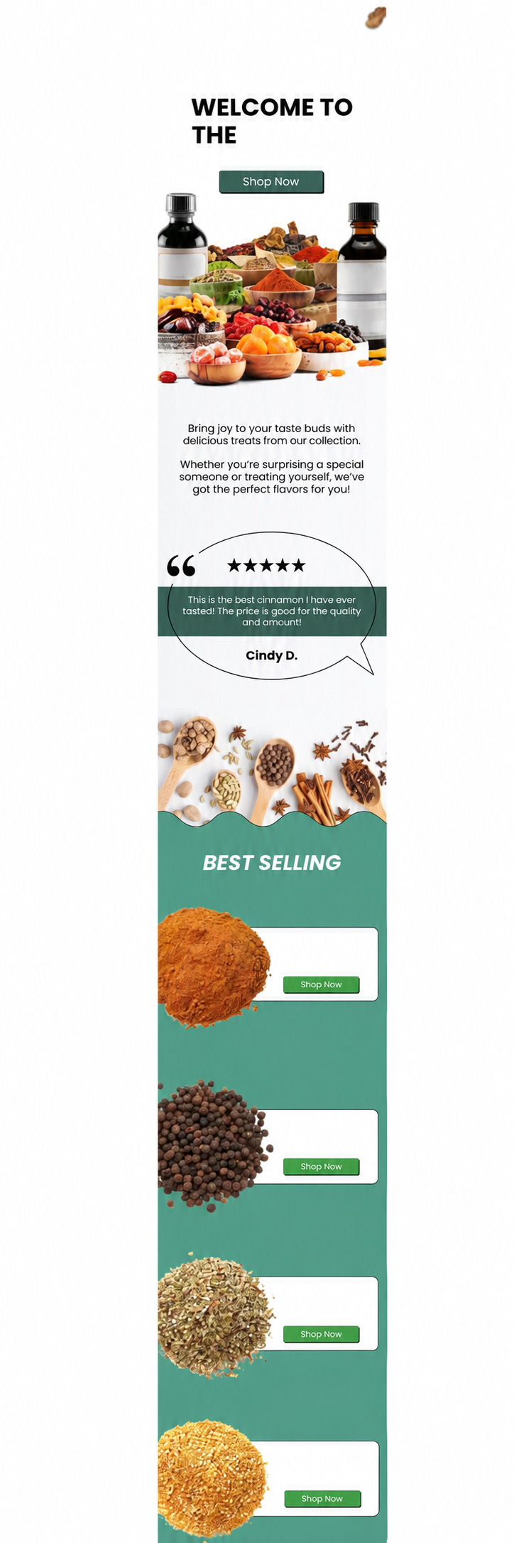 Food & pantry welcome — anonymized MailBench portfolio design