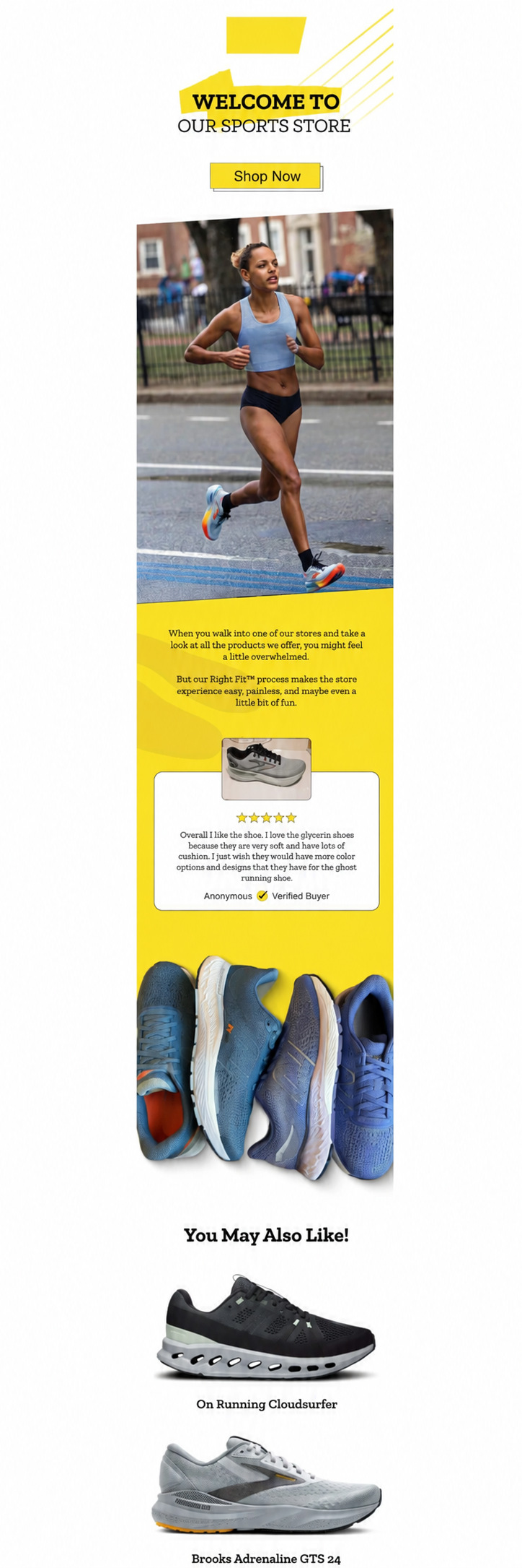 Active lifestyle welcome — anonymized MailBench portfolio design